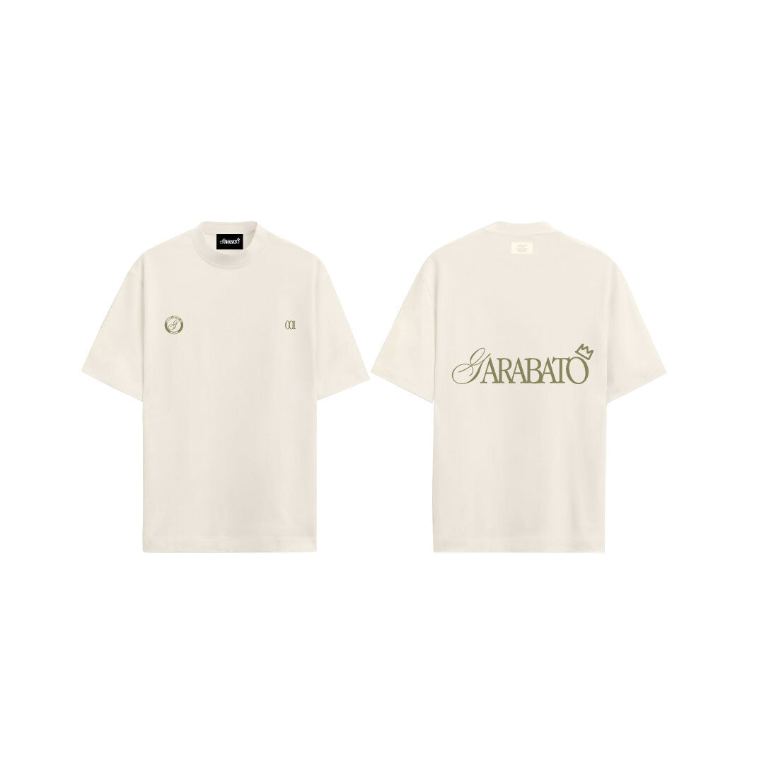 T-SHIRT WHITE BASIC GARABATO 001 – flat lay frontal y trasera